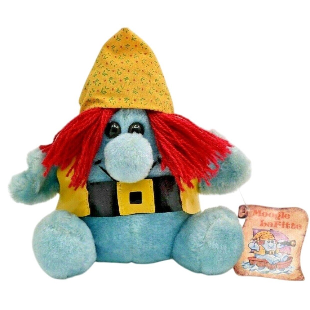 Vintage Russ Berrie Moogle LaFitte Plush Pirate Doll, Blue Stuffed Animal Tags